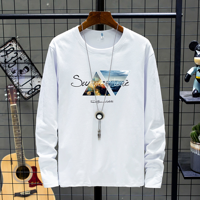 2022新款秋季长袖t恤纯棉内搭秋衣男士圆领秋装潮打底衫上衣体恤