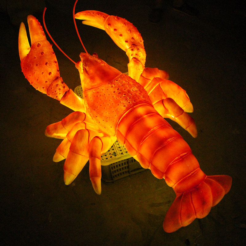 仿真真大龙虾发光大型玻璃钢雕塑摆件模型酒店摆件