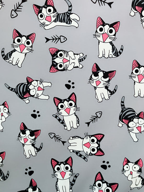 布料可爱卡通小猫猫咪印花印花布diy手工防水海绵垫