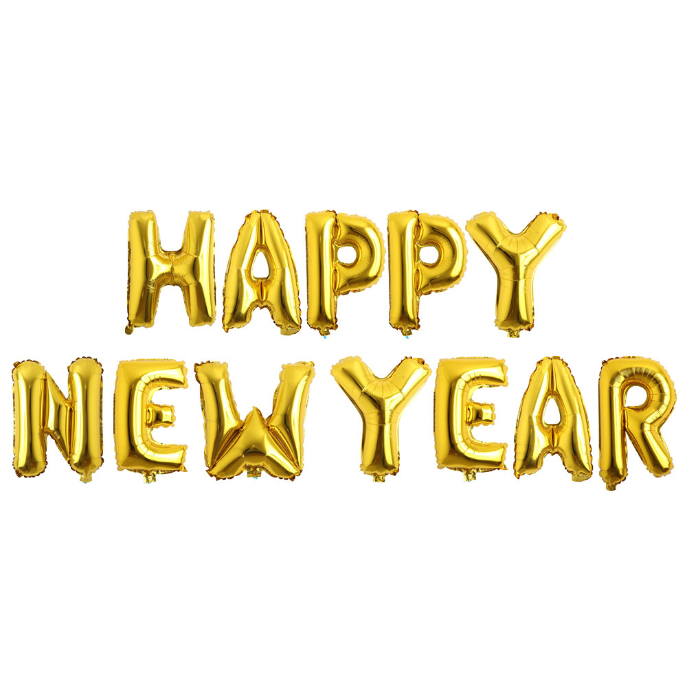 16寸新年快乐happynewyear英文字母铝膜气球气球
