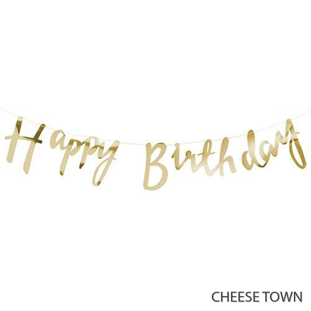 可悬挂happybirthday生日快乐纸拉金属金色拉花派对布置节日装扮用品