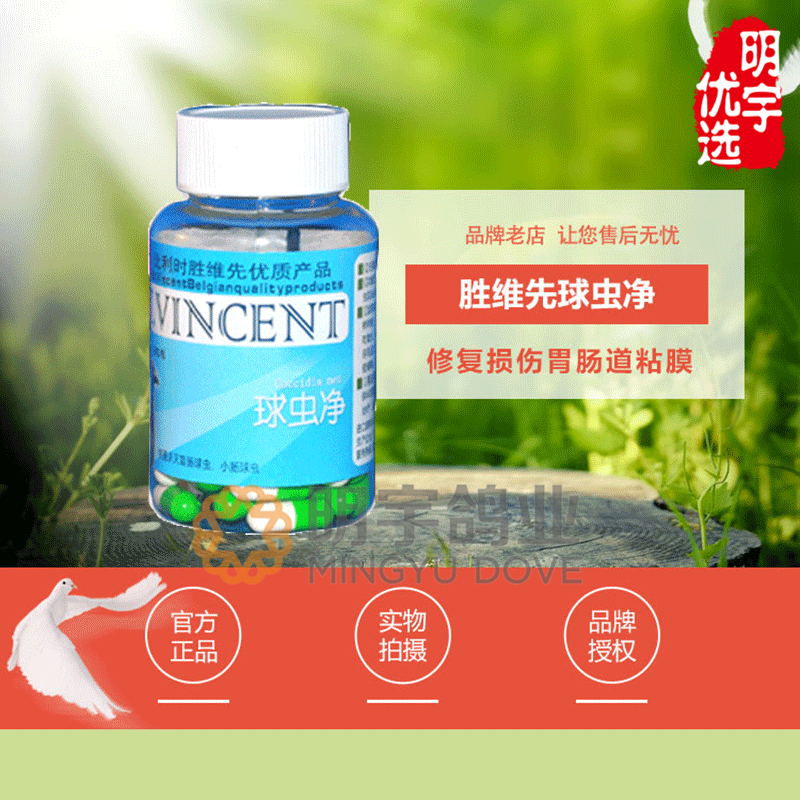 胜维先鸽药球虫净60粒胶囊赛鸽子药食缺乏大量饮水脱水消瘦而死