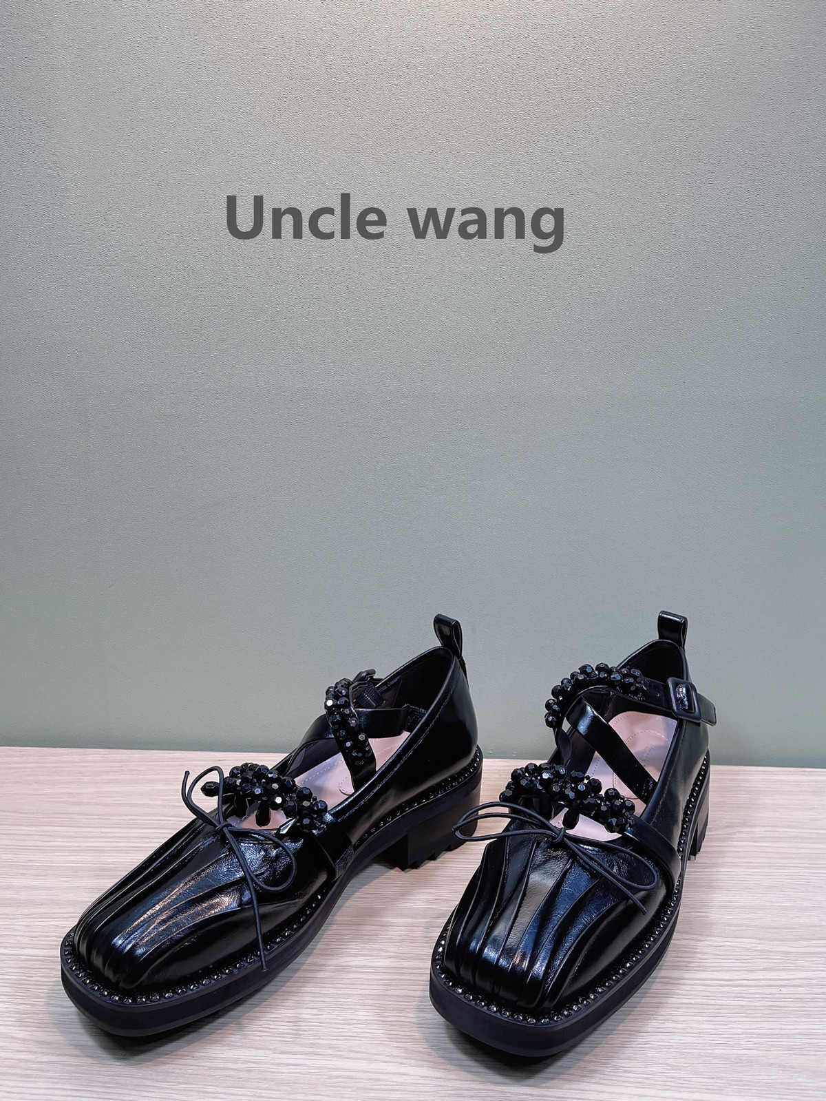 unclewang21新款sr芭蕾复古单鞋厚底齿形仙女单鞋