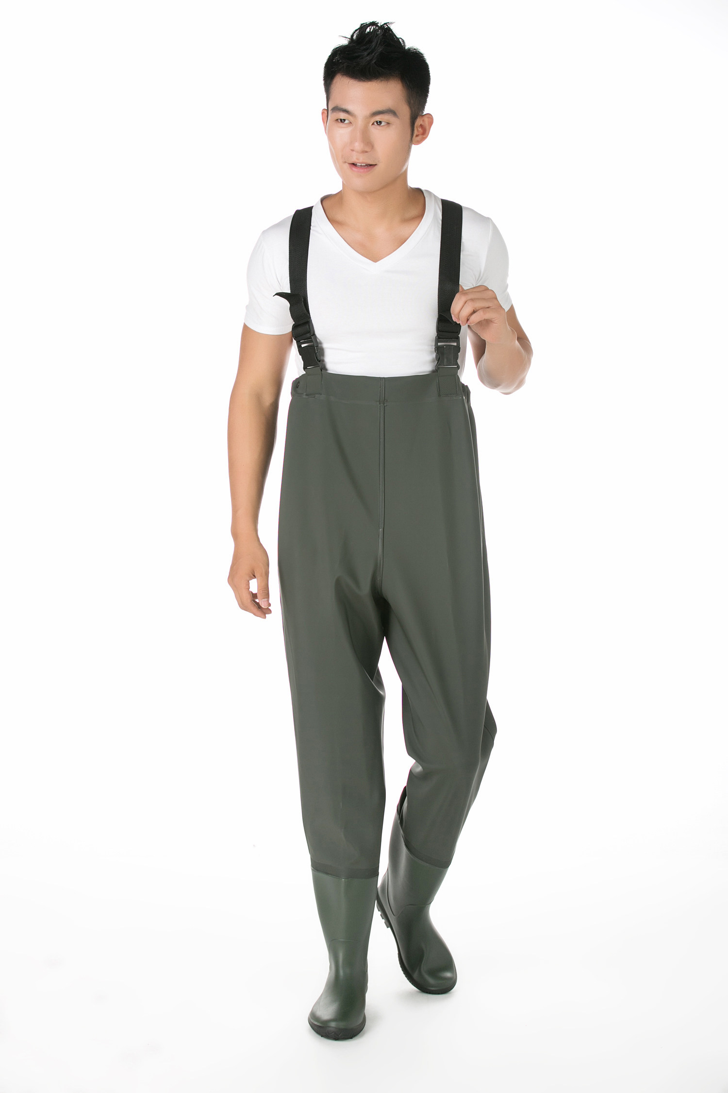 红诗雨捕鱼钓鱼半身下水裤防水防雨涉水裤捉鱼打鱼连体衣包邮