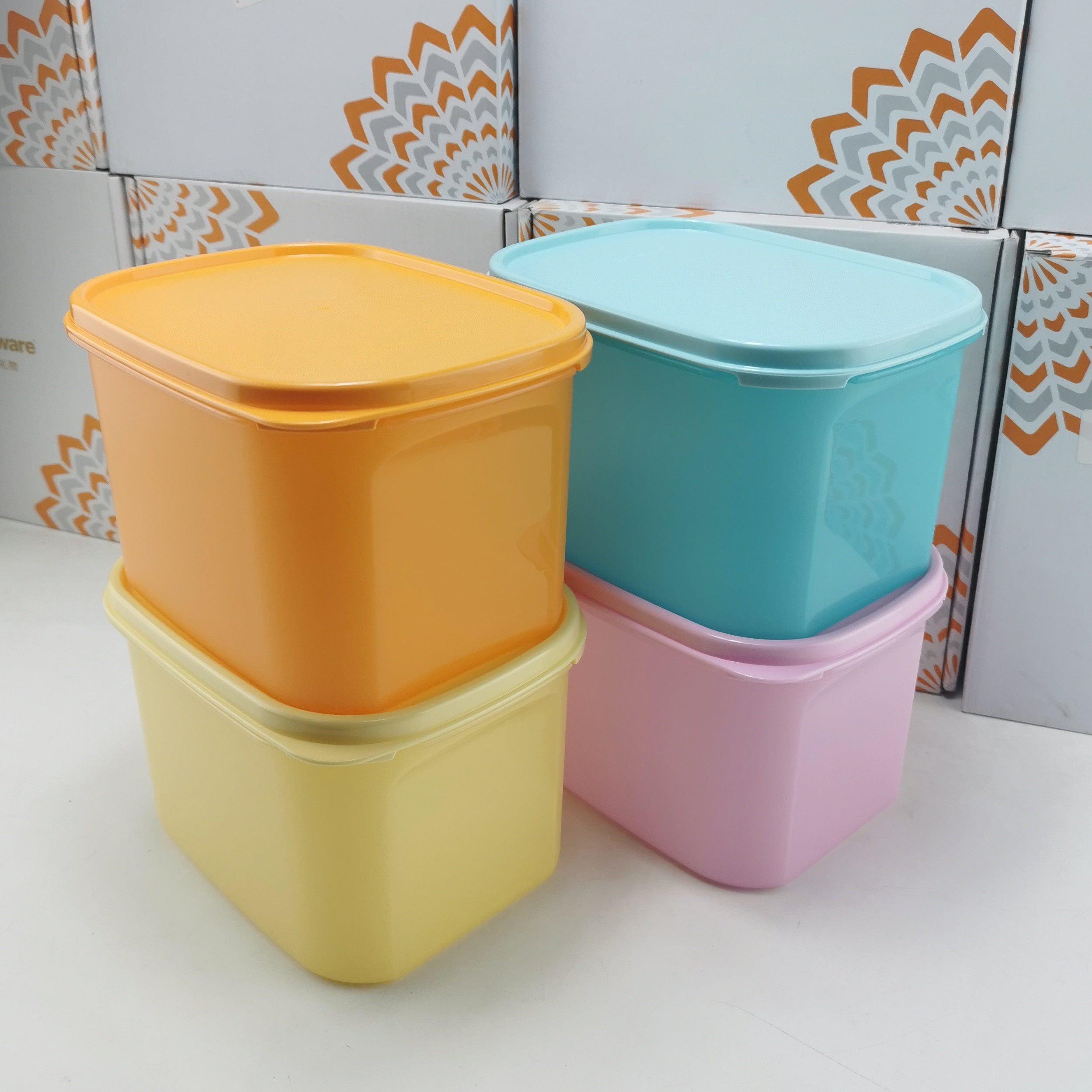 长方储藏特百惠mm迷你4件套19l彩色干货零食保鲜盒