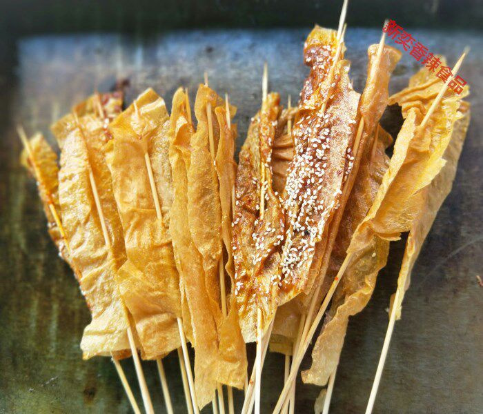 烤豆皮串600串豆皮串铁板铁板烧烧烤涮串均可山东豆腐干