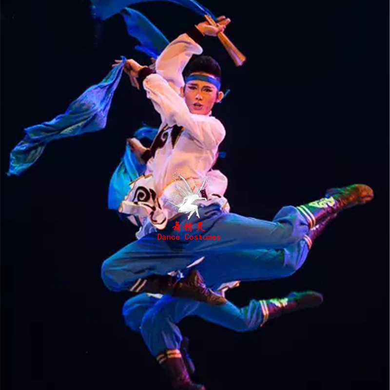 蒙古新款筷子舞湛男子群舞舞蹈改良袍艺练功民族服装