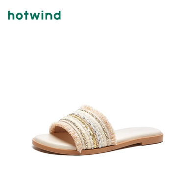 hotwind热风一字拖鞋女夏时尚外穿凉拖仙女风平底2020新款休闲鞋