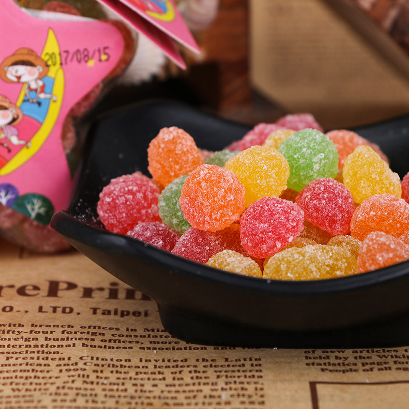 cosco儿童小孩办公室休闲零食qc彩色软糖星星瓶装果汁水果味软糖