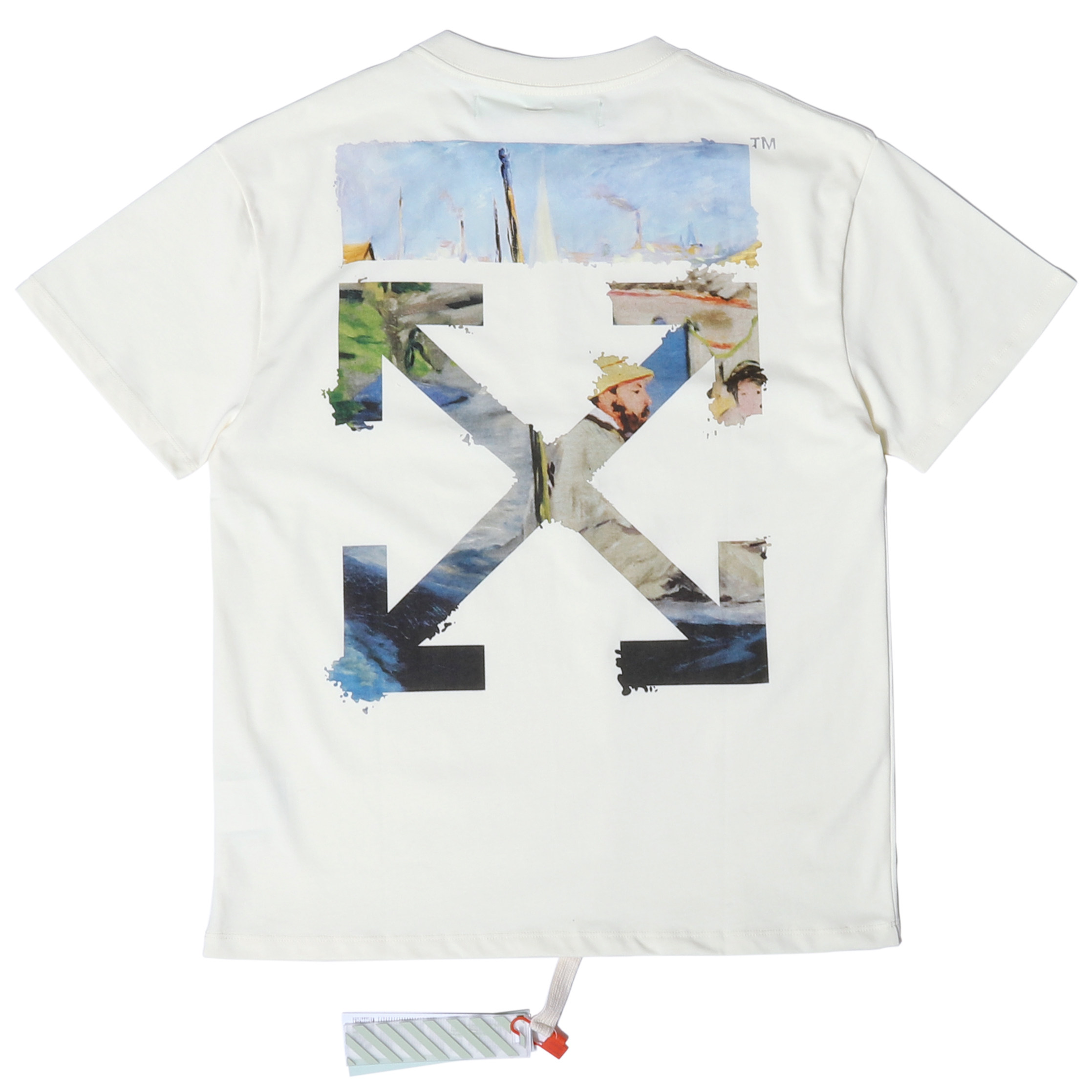 过毒验off ow white莫奈油画t恤新款短袖潮牌情侣街头纯棉男女