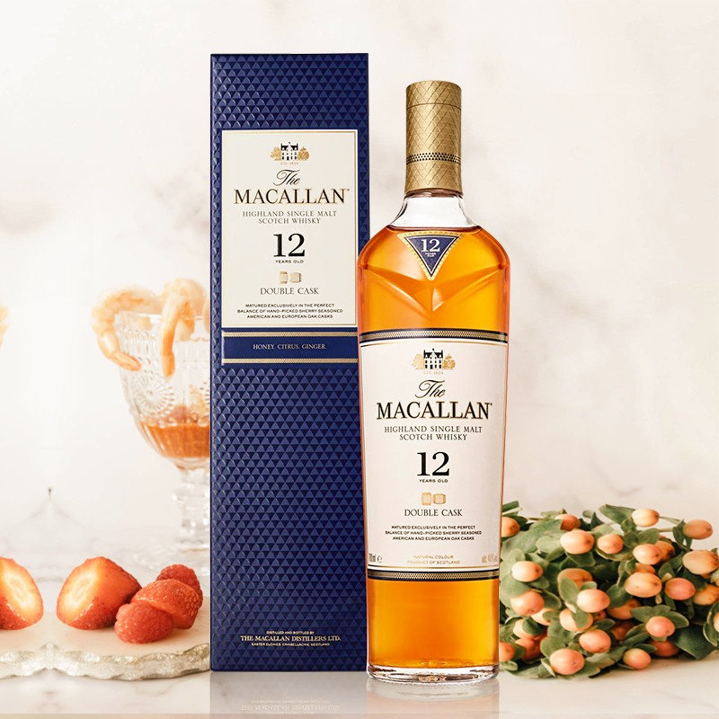 英国进口macallan麦卡12年蓝钻双桶单一麦芽苏格兰威士忌