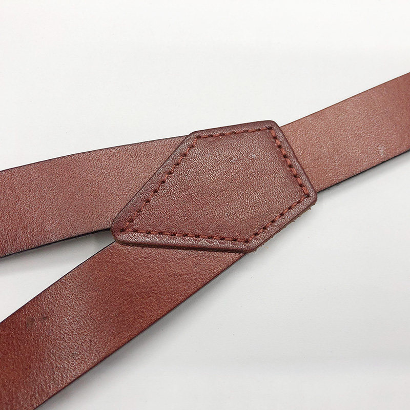 牛皮背带纽扣款头层皮吊裤带植鞣皮背带男款英伦复古全真皮背带