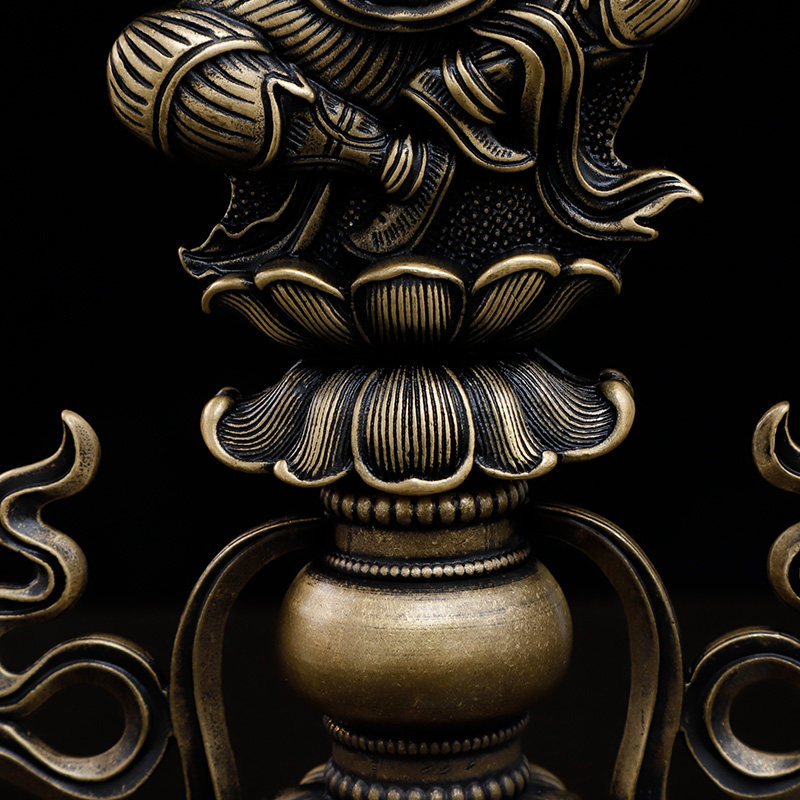 藏传佛教用品密宗摆件纯铜金轮宝轮王七政七珍珍宝摆件