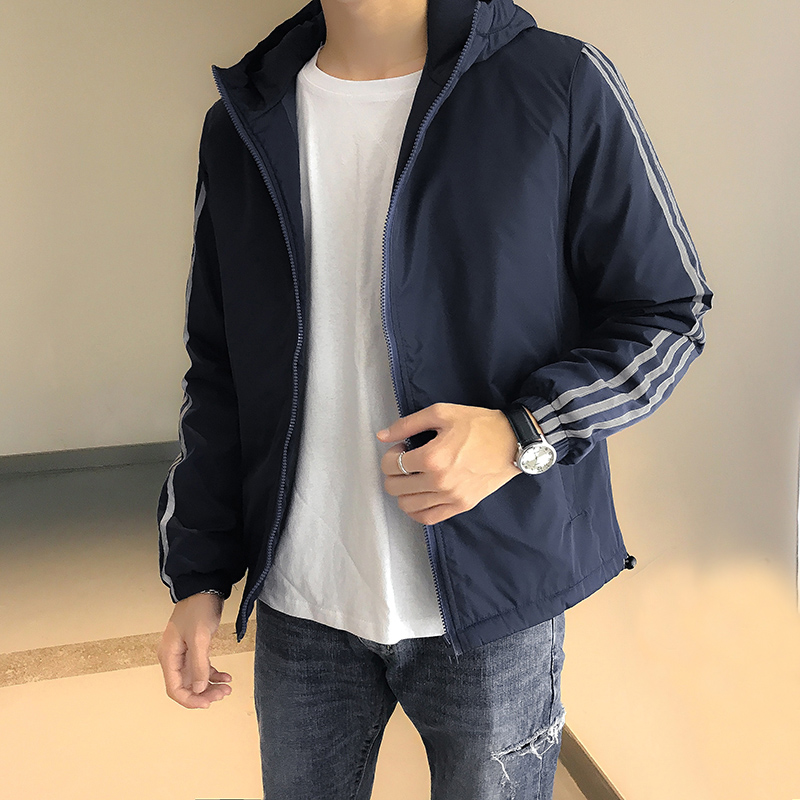 2022新款潮流休闲夹克男春秋条纹日系穿搭潮牌痞帅炸街外套高级范