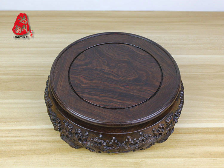 红木实木雕花底座黑梓木木托花瓶花盆盆景奇石木雕