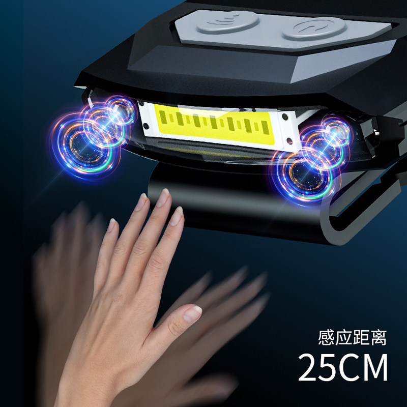 户外路亚头灯轻量夹帽钓鱼灯若光强强光感应钓鱼灯