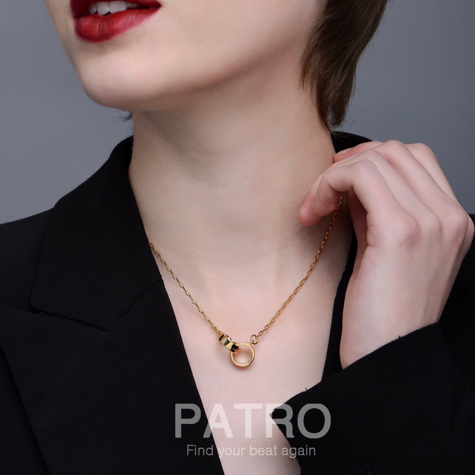锁骨项链金项链24k包金patro注金圆环电镀真空项链