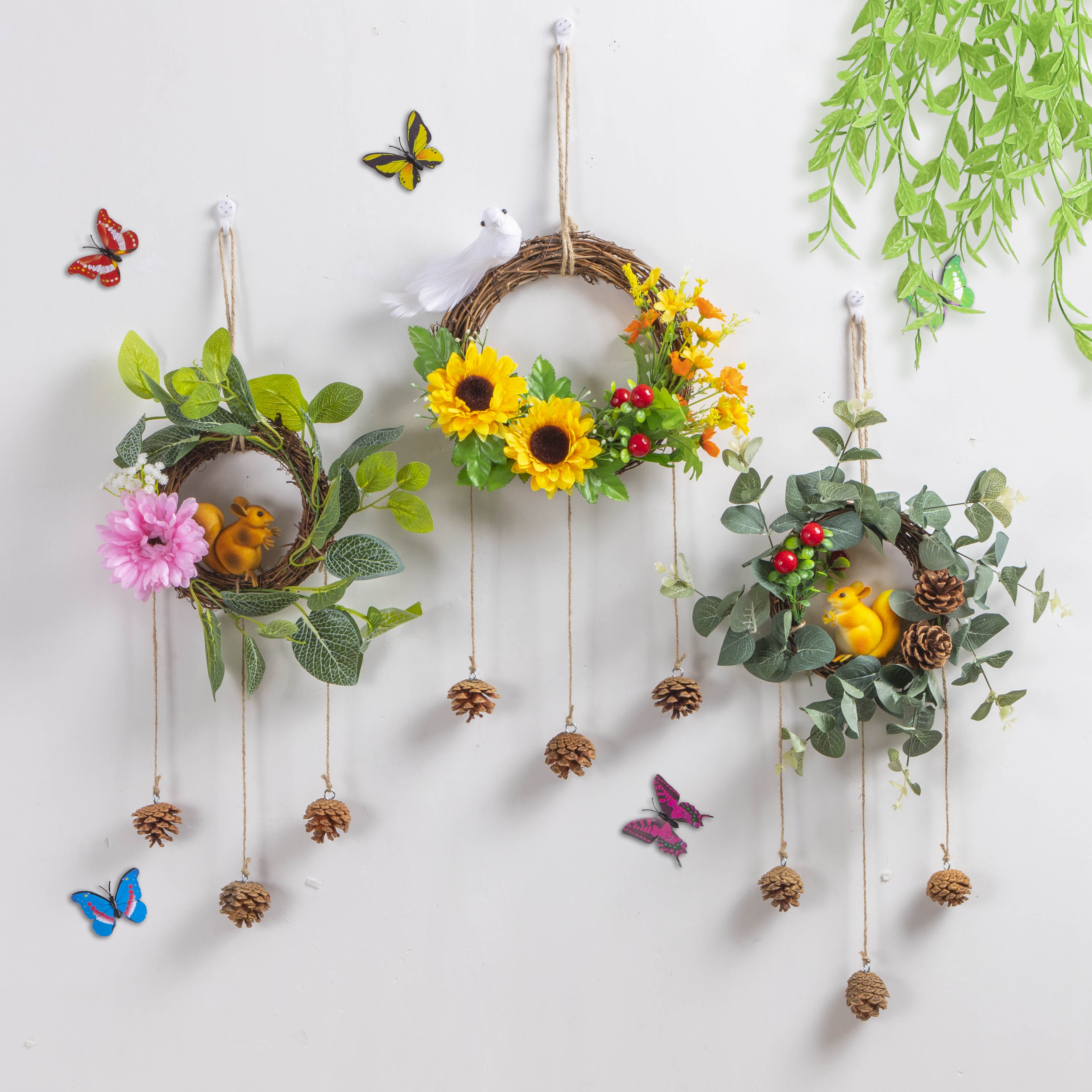 墙上挂件创意花篮墙壁装饰品幼儿园挂墙植物花艺壁饰