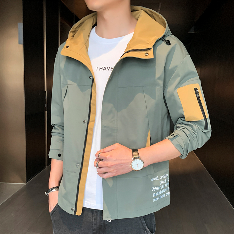 夏季夹克男2022年新款潮流宽松连帽运动上衣春秋款港风休闲外套男