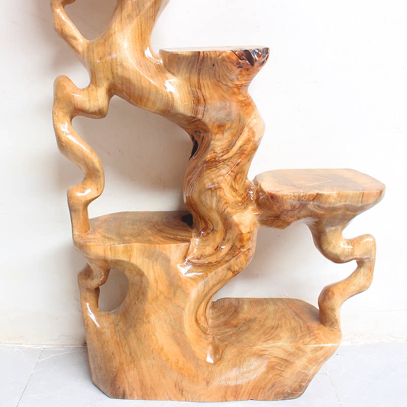 香樟落地木雕盆景根艺客厅多层底座樟木树根根雕花架