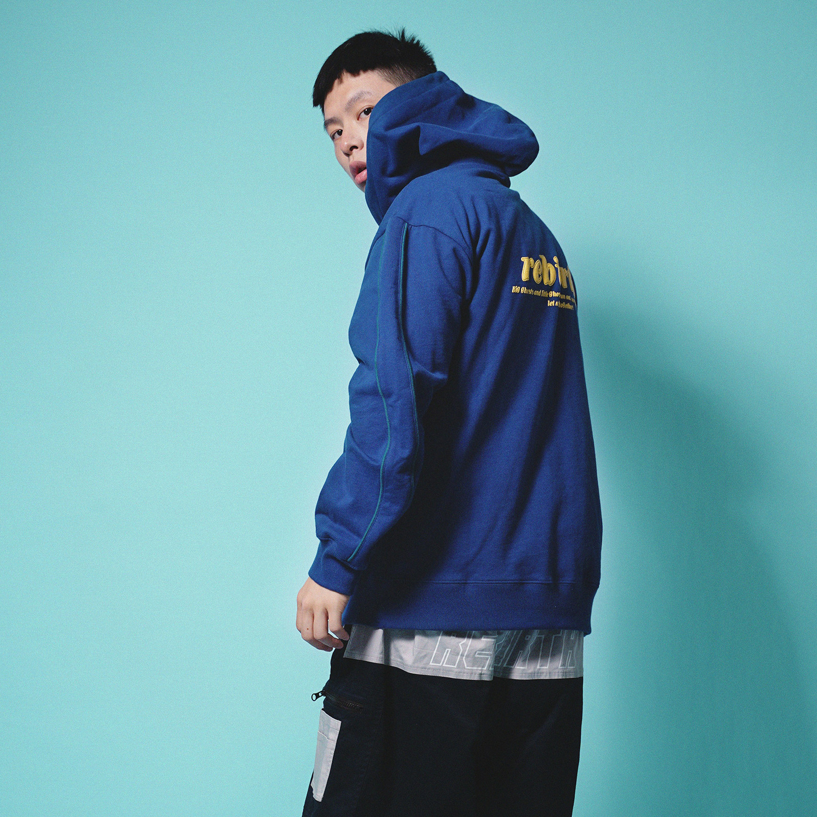 rebirth连帽卫衣男潮ins简约百搭宽松万圣节限定卫衣