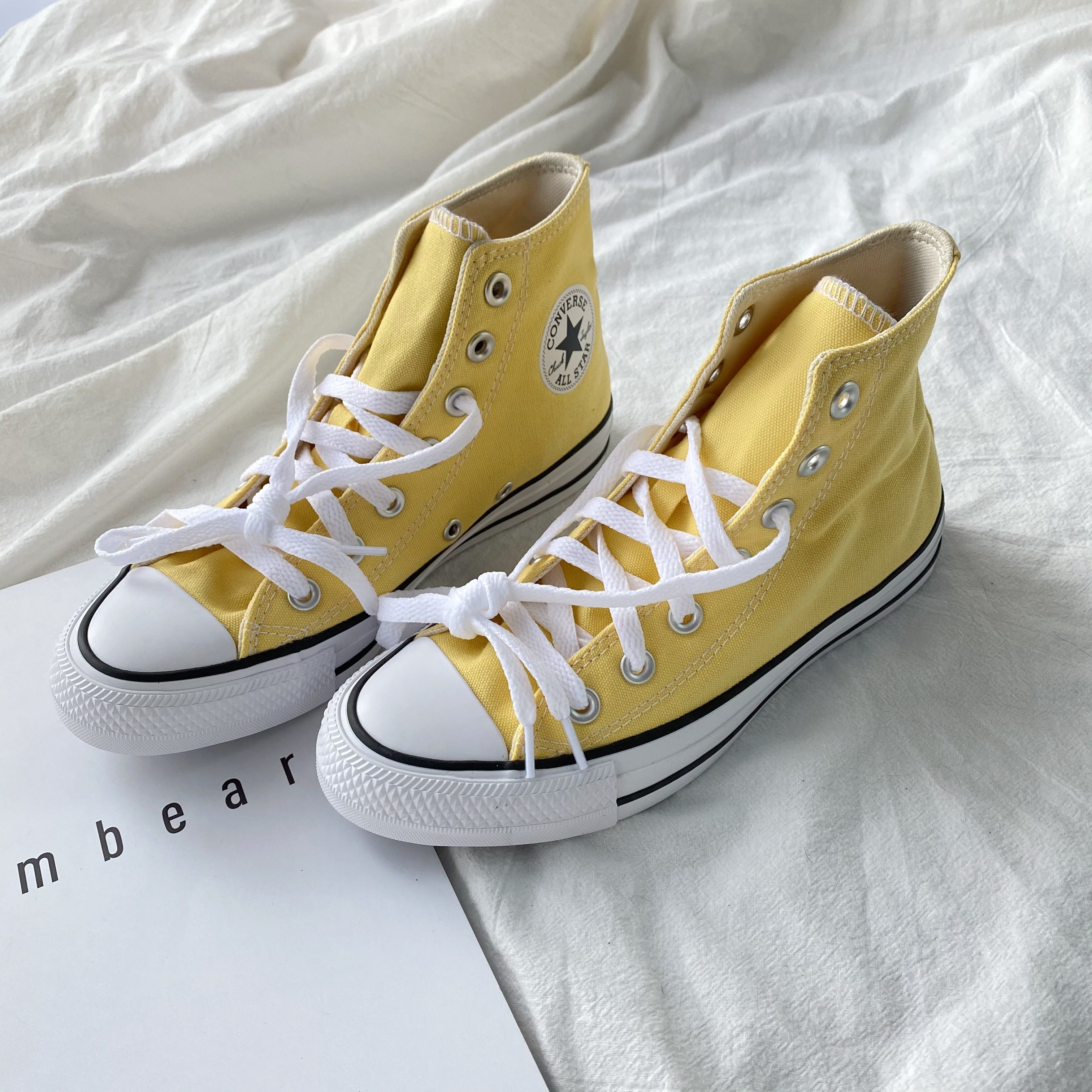 正品匡威converse经典allstar奶油淡黄色男女女高帆布鞋