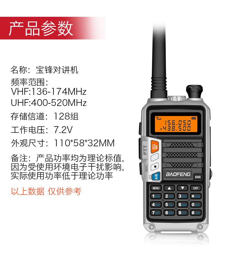 宝丰对讲手持机宝峰bfuv5r8代旗舰户外机自驾游大功率对讲机