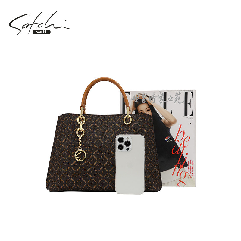 satchi/沙驰女包多隔层手提包单肩斜跨包托特包新品sx39649-11fy-mc