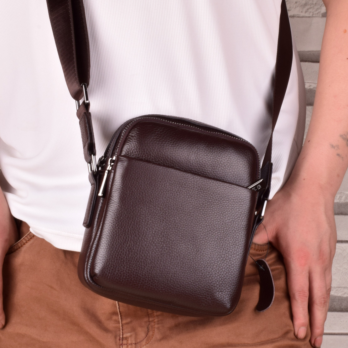 真皮单肩包男包斜挎包男士小包休闲竖款商务头层牛皮背包软皮包包