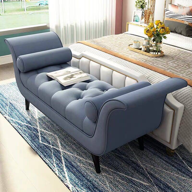 意式轻奢异形棉麻布艺床尾现代沙发脚踏休闲床尾凳