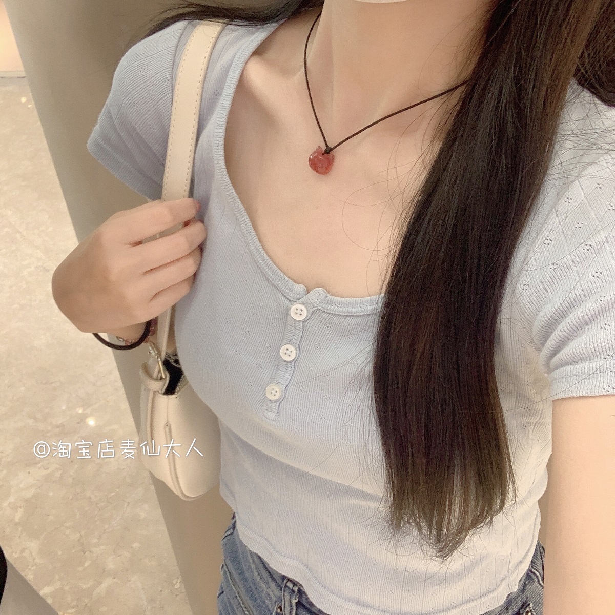 麦仙原创草莓晶猫咪头耳朵锁骨链奶甜美可爱闺蜜少女仙小水晶项链