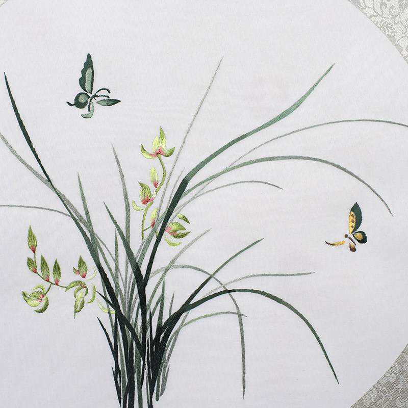 刺绣软裱仿古卷轴苏绣荷花牡丹兰花花鸟成品工艺画