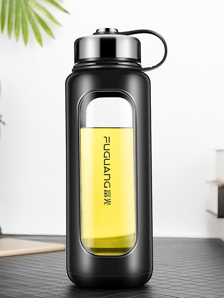 富光大容量玻璃杯带盖水杯