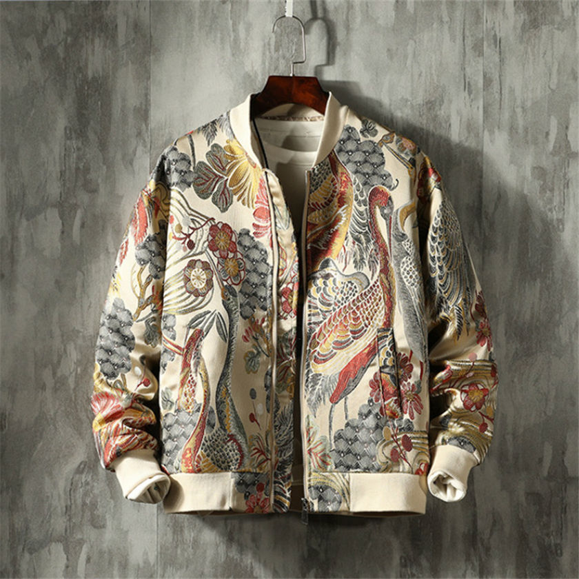 外套男春秋国潮刺绣夹克中国风男装潮牌男士衣服2022新款棒球服男