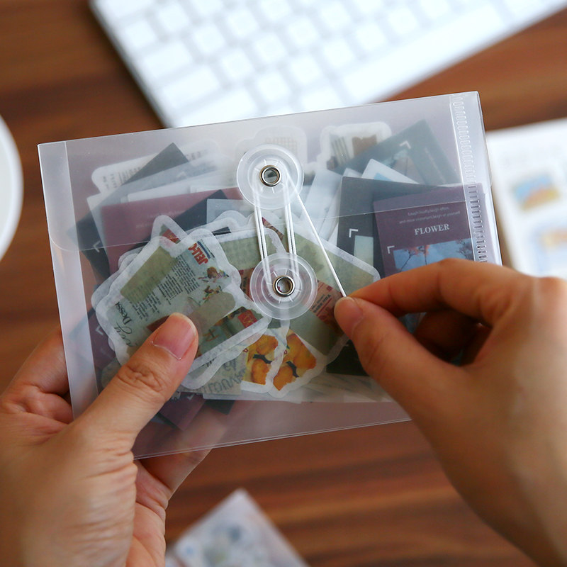 收纳装手贴纸胶带便签整理文件袋a6线式透明文件袋