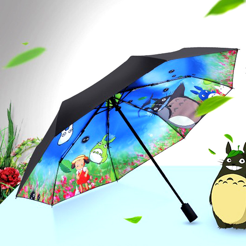宫崎骏龙猫太阳伞全自动折叠双层防晒防紫外线遮阳伞动漫伞