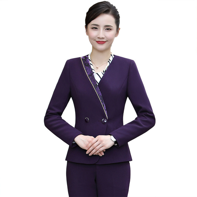 秋冬长袖金银珠宝营业员职场工作服前台收银员时尚气质干练女工装