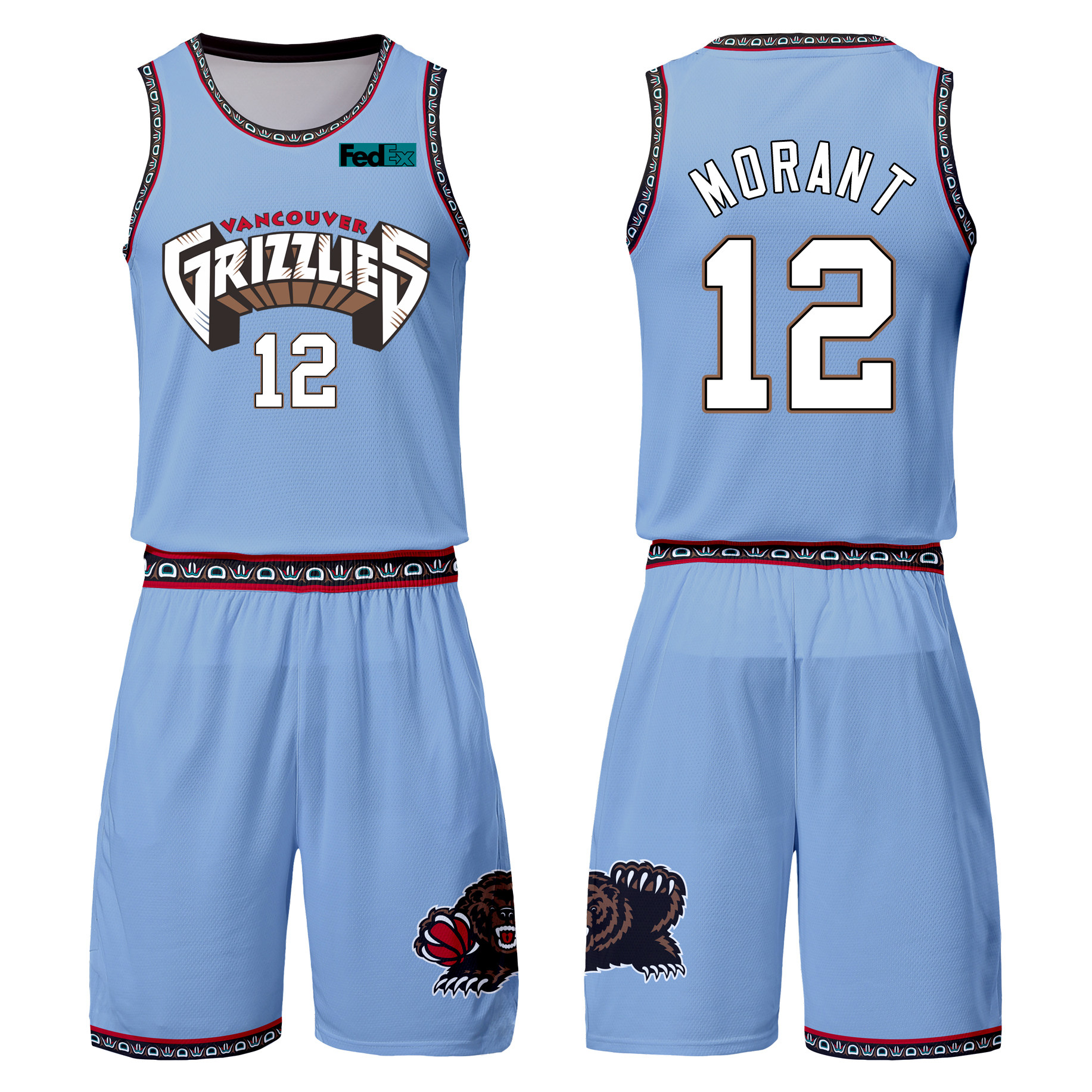 球衣灰熊复古城市莫兰兰特12号定制儿童超大篮球服