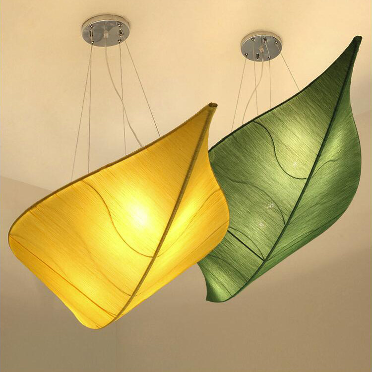 现代中式创意客厅树叶吊灯布艺卧室叶子灯具酒店