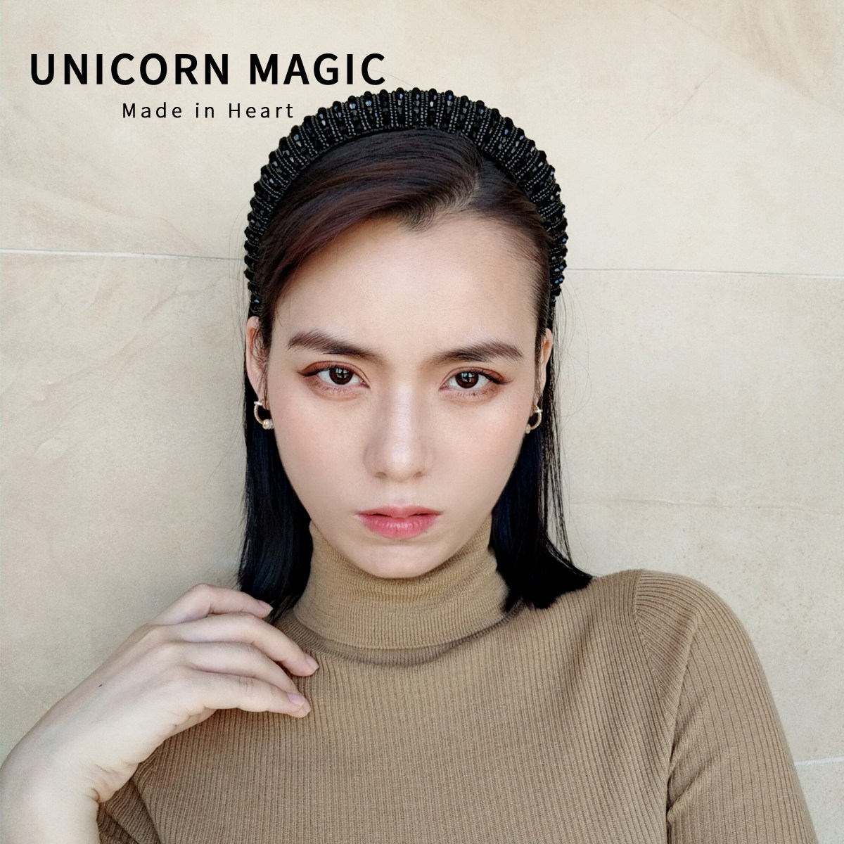 刘涛同款发黑色海绵丝绒百搭发饰亲爱的客栈明星发饰