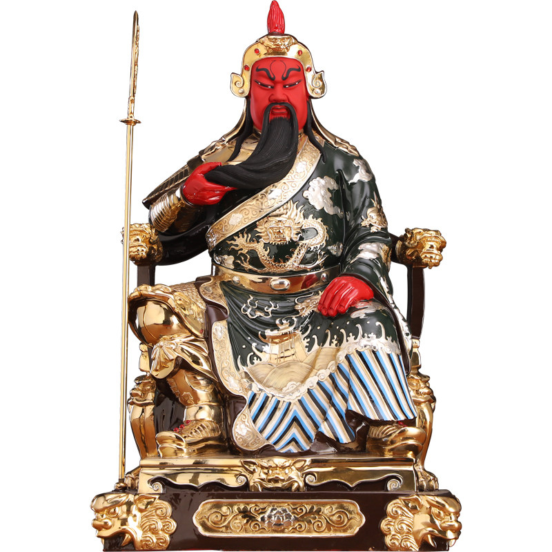 关公台湾铜鎏金关公神像坐像财神招财纯铜武财神摆件