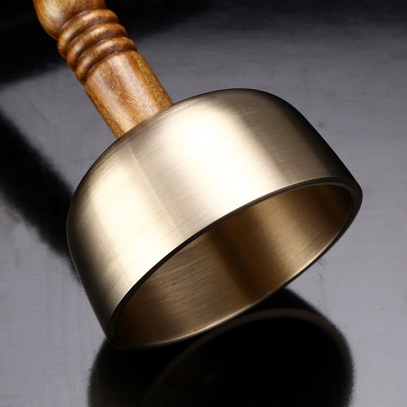 引磬圆通佛具台湾绿檀引庆纯铜法器铜罄老式摆件