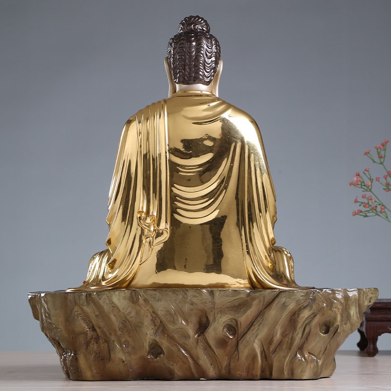 台湾工艺释迦牟尼佛像悟道佛铜贴金如来如来佛佛祖摆件