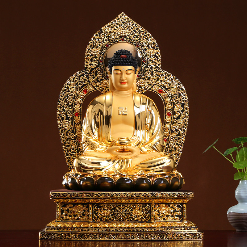 圆通佛具台湾鎏金释迦摩尼纯铜观音佛像供奉家摆件