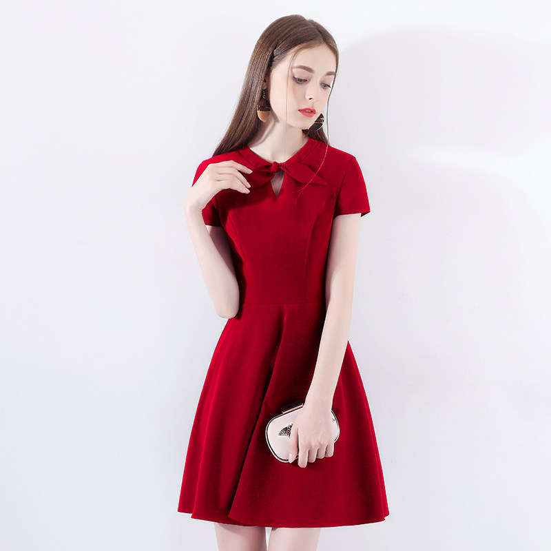 敬酒服新娘2018新款结婚订婚答谢宴小礼服短款回门连衣裙洋装红裙