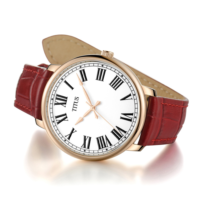titus铁达时正品手表男女天长地久石英时尚真皮情侣瑞士腕表