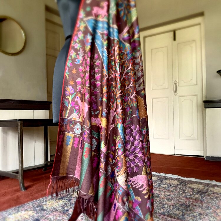 直播专拍克什米尔羚羊绒披肩手工编织大师工艺kani卡尼围巾