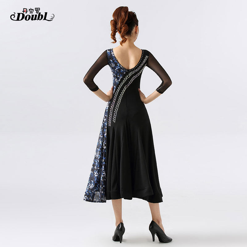 丹宝罗摩登舞裙新款国标连衣裙比赛裙镶钻演出裙练功服摩登舞赛服