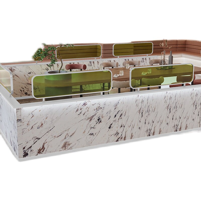 网红餐厅轻奢钛金不锈钢卡座加高屏风酒吧隔断卡座