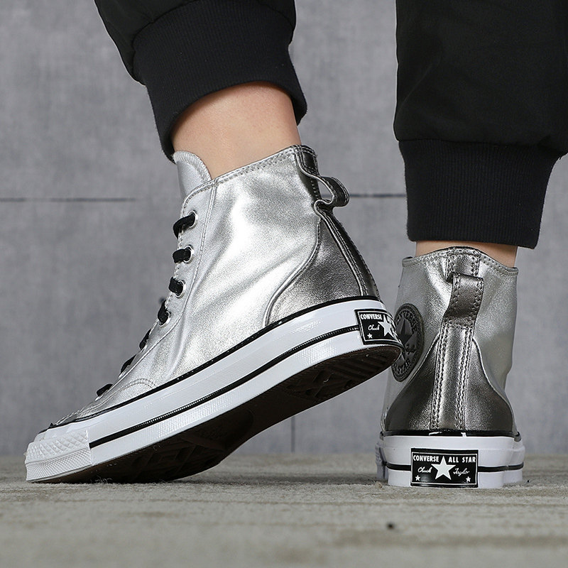 converse匡威休闲鞋女鞋新款复古鞋子高帮漆面亮皮帆布鞋
